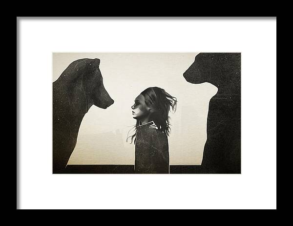 Girl Framed Print featuring the digital art Unusual Encounter by Ruben Ireland