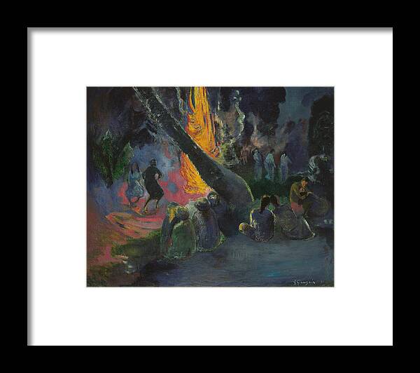 Paul Gauguin Framed Print featuring the painting Upa Upa The Fire Dance by Paul Gauguin