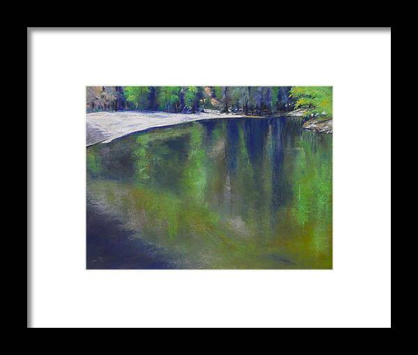 River Framed Print featuring the pastel Upriver View by Sandra Lee Scott