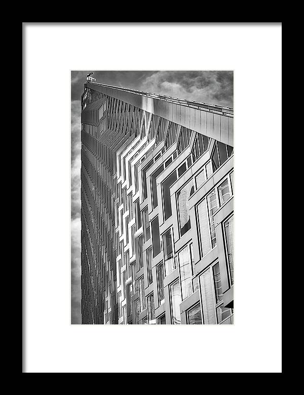 625 West 57th Street Framed Print featuring the photograph Upward View to West 57 ST NYC BW by Susan Candelario