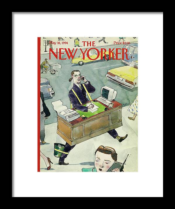 Upwardly Mobile Framed Print featuring the drawing New Yorker May 16th, 1994 by Barry Blitt