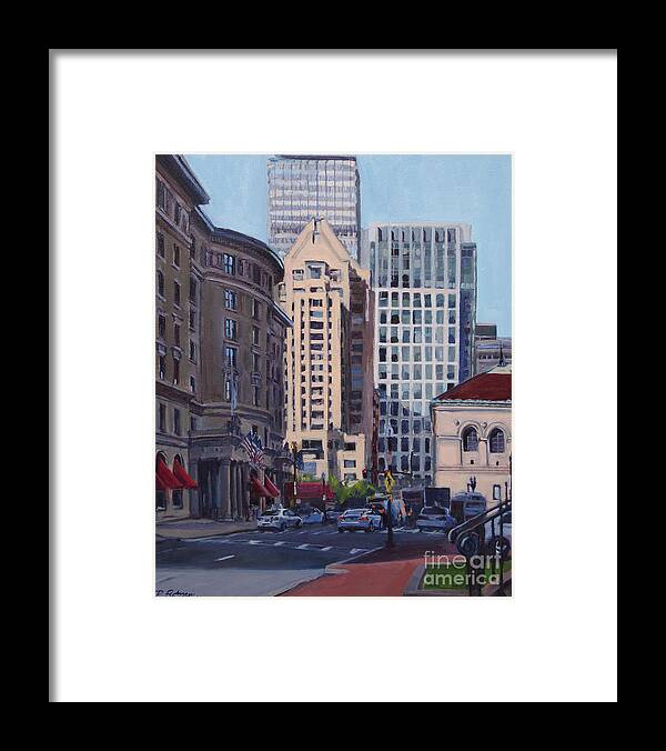 Boston Framed Print featuring the painting Urban Canyon - Saint James Street, Boston by Deb Putnam