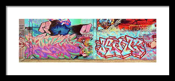 Graffiti Art Framed Print featuring the photograph Urban Graffiti Art Panorama1, North 11th Street, San Jose 1990 by Kathy Anselmo