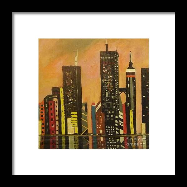 Acrylic Framed Print featuring the painting Urban Jungle by Denise Morgan