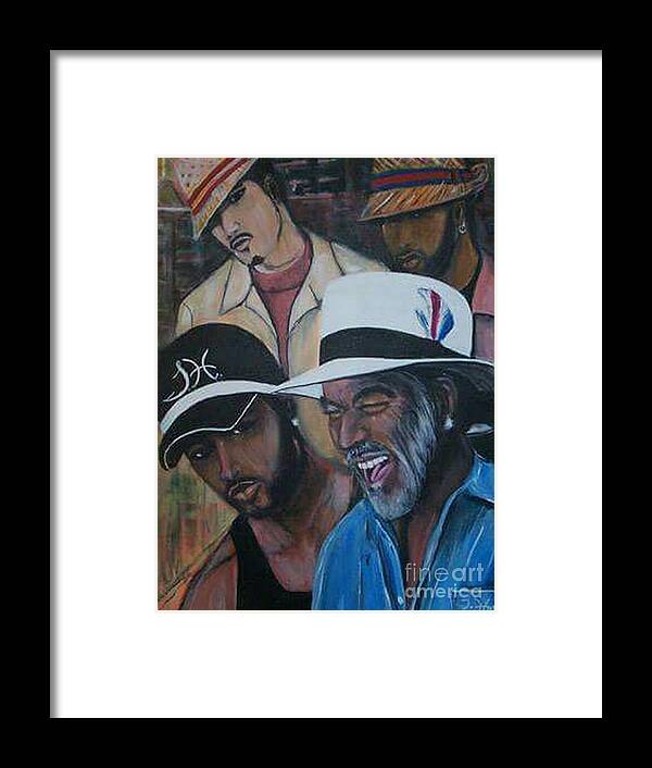  Framed Print featuring the painting Urban Men Hat series by Tyrone Hart