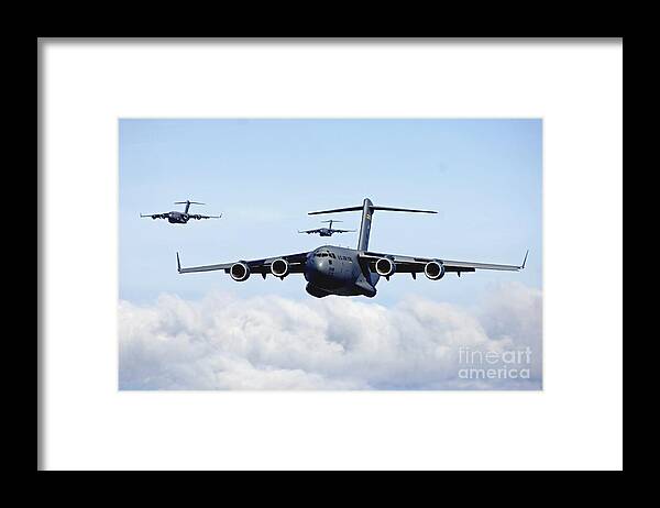 Aircraft Framed Print featuring the photograph U.s. Air Force C-17 Globemasters by Stocktrek Images