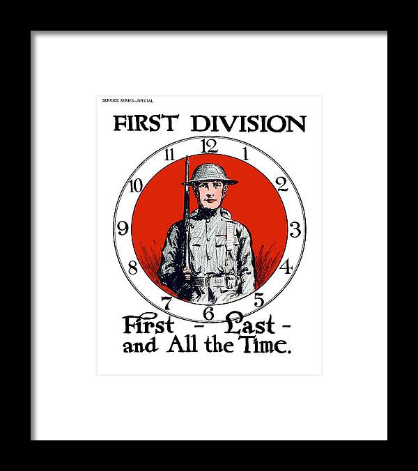 First Division Framed Print featuring the painting US Army First Division - WW1 by War Is Hell Store