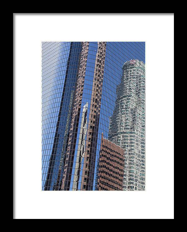 Architecture Framed Print featuring the photograph US Bank Tower Reflected in California Plaza Building by Roslyn Wilkins