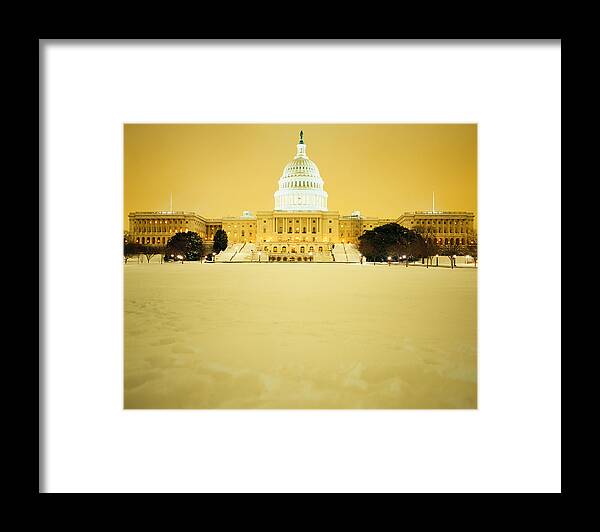Photography Framed Print featuring the photograph Us Capitol Building Illuminated by Panoramic Images
