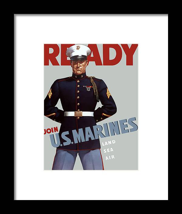 Marine Recruiting Framed Print featuring the painting US Marines - Ready by War Is Hell Store