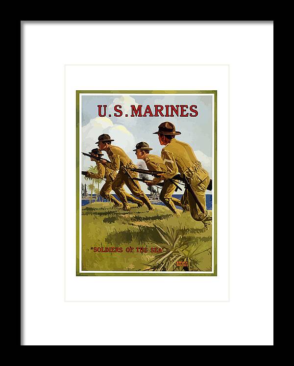 Marines Framed Print featuring the painting US Marines - Soldiers Of The Sea by War Is Hell Store