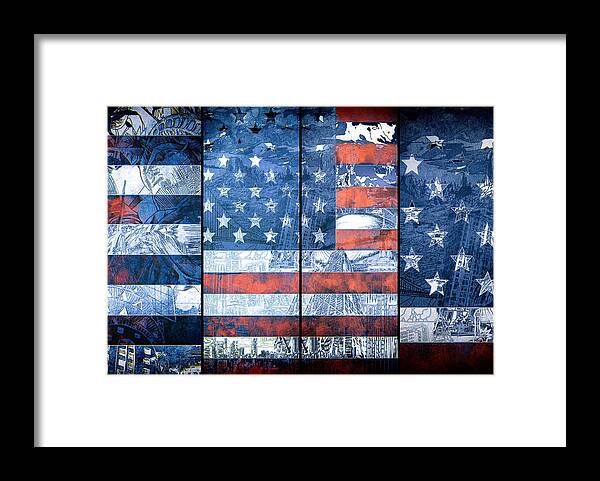 Usa Flag Framed Print featuring the painting Usa flag 11 by Bekim M