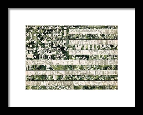 Usa Flag Framed Print featuring the painting Usa flag 15 by Bekim M