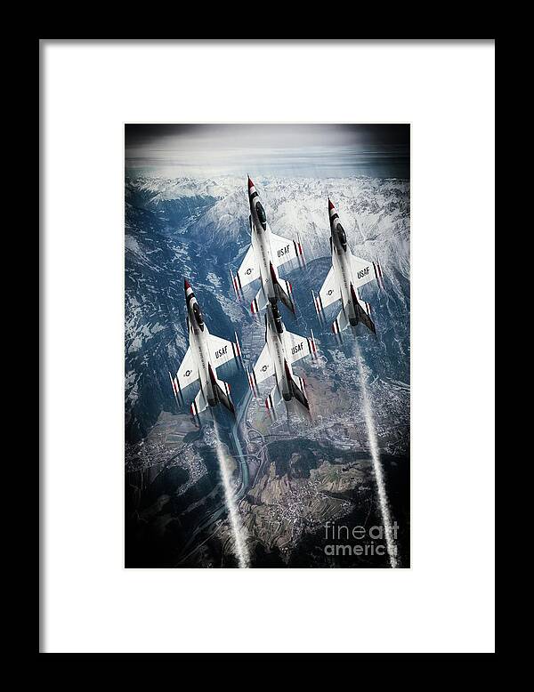 Thunderbirds Framed Print featuring the digital art USAF Thunderbirds by Airpower Art