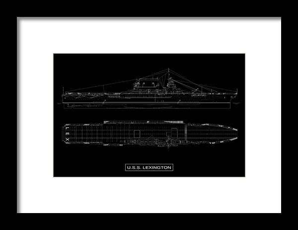 Uss Lexington Framed Print featuring the digital art USS Lexington by DB Artist