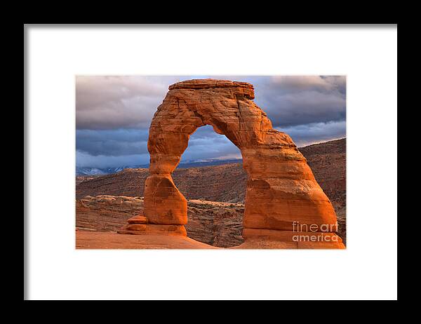 Delicate Arch Framed Print featuring the photograph Utah Geologic Wonder by Adam Jewell