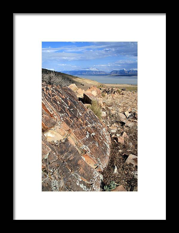Utah Framed Print featuring the photograph Utah Lake Petroglyph Panel by Brett Pelletier