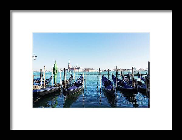 Venice Framed Print featuring the photograph San Giorgio island and Gondolas by Anastasy Yarmolovich