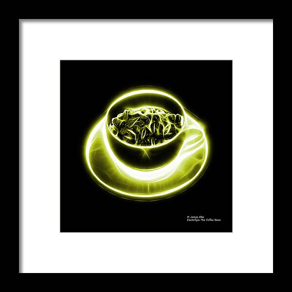Coffee Framed Print featuring the digital art V2-BB-Electrifyin The Coffee Bean-Yellow by James Ahn