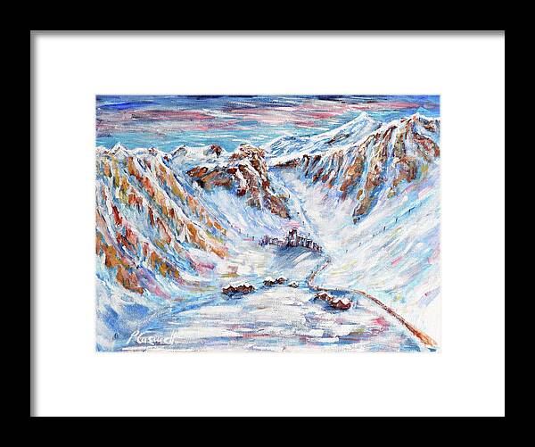 Tignes Framed Print featuring the painting Val Claret Tignes by Pete Caswell