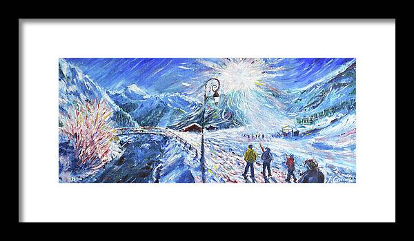 Grande Motte Framed Print featuring the painting Val d'Isere Skiing Painting La Daille by Pete Caswell