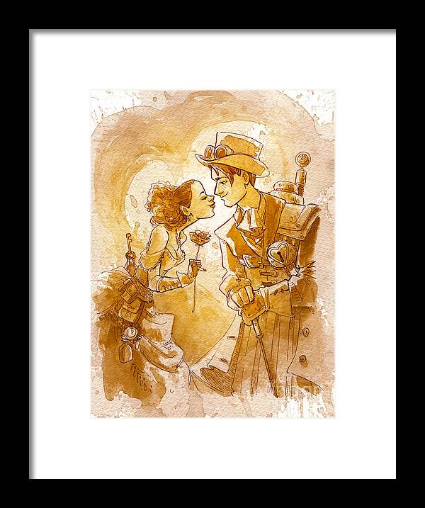 Steampunk Framed Print featuring the painting Valentine by Brian Kesinger