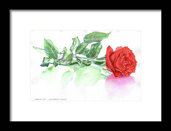 Valentine Framed Print featuring the painting Valentine Rose by Xavier Francois Hussenet