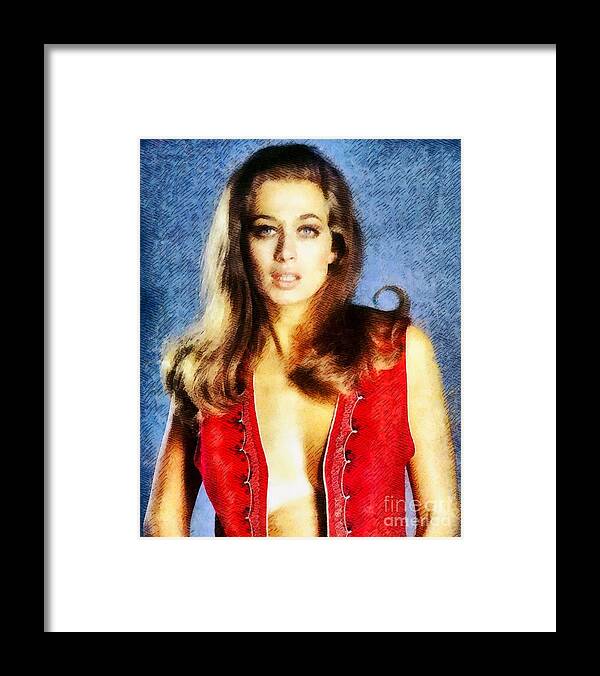 Hollywood Framed Print featuring the painting Valerie Leon, Vintage Actress by Esoterica Art Agency