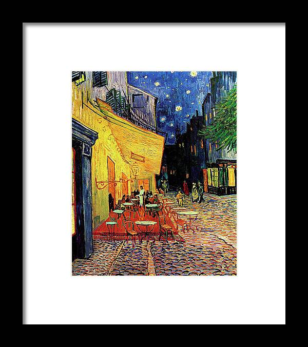 Van Gogh Framed Print featuring the painting Van Gogh Cafe Terrace Place du Forum at Night by Vincent Van Gogh