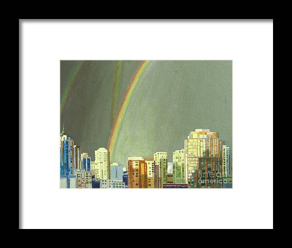 Acrylic Framed Print featuring the painting Vancouver BC by Lynne Reichhart