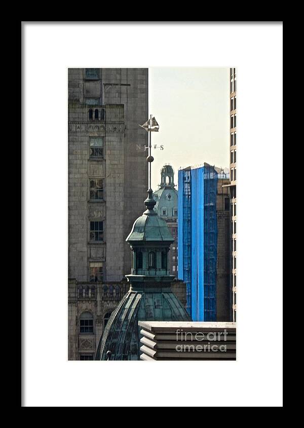 Blue Patina Construction Composition Framed Print featuring the photograph Vancouver, BC Series 1-4 by J Doyne Miller