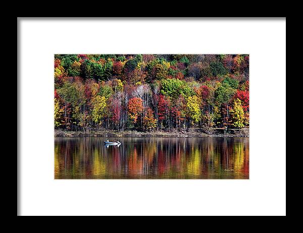 Fall Framed Print featuring the photograph Vanishing Autumn Reflection Landscape by Christina Rollo
