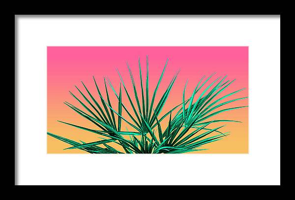 Palm Tree Framed Print featuring the photograph Vaporwave Palm Life - Miami Sunset by Jennifer Walsh