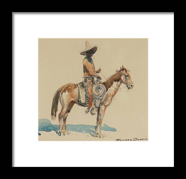Edward Borein (1872-1945) Vaquero (circa 1920) - Watercolor On Paper Framed Print featuring the painting Vaquero by MotionAge Designs