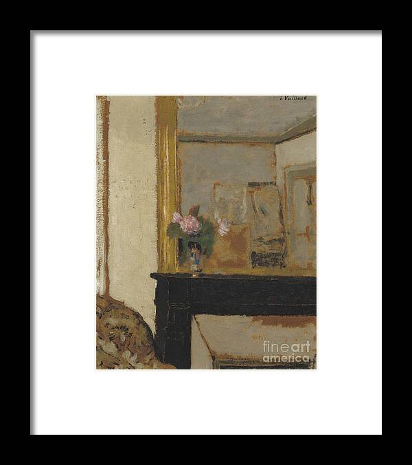  Framed Print featuring the painting Vase Of Flowers On A Mantelpiece by Edouard Vuillard