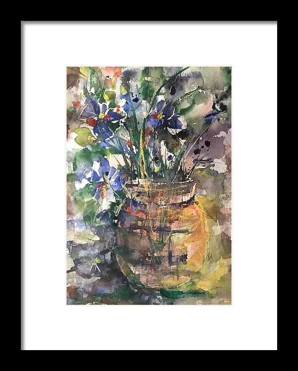 Vase Framed Print featuring the painting Vase of Many Colors by Robin Miller-Bookhout