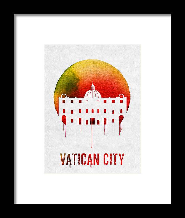 Vatican City Framed Print featuring the digital art Vatican City Landmark Red by Naxart Studio