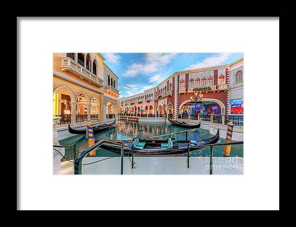Venetian Framed Print featuring the photograph Venetian Gondola Canal Shoppes by Aloha Art