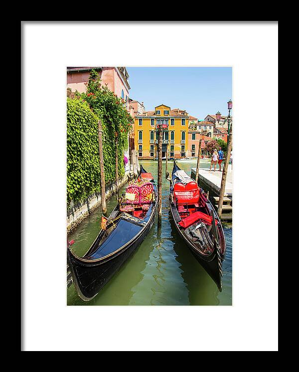 Venice Framed Print featuring the photograph Venetian Gondolas, Venice, Italy by Venetia Featherstone-Witty