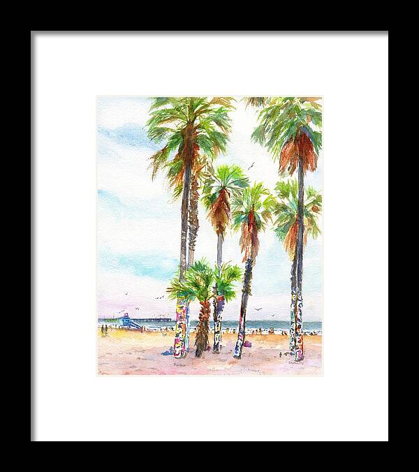 Venice Beach Framed Print featuring the painting Venice Beach California Graffiti Palm Trees by Carlin Blahnik CarlinArtWatercolor