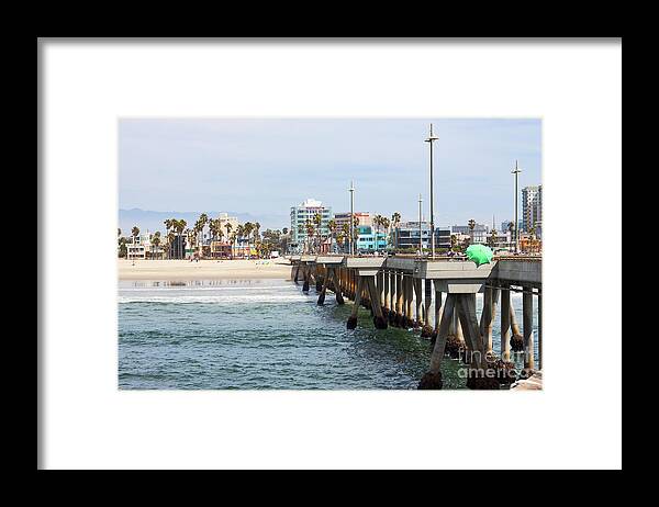 Venice Beach Framed Print featuring the photograph Venice Beach from the Pier by Ana V Ramirez