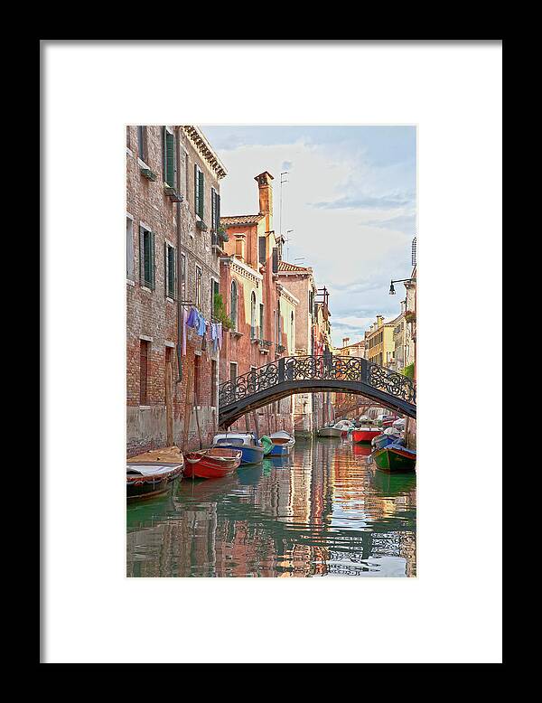 Venice Framed Print featuring the photograph Venice bridge crossing 5 by Heiko Koehrer-Wagner