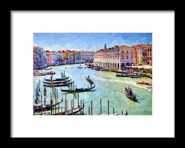 Venice Framed Print featuring the digital art Venice Canal by Charmaine Zoe