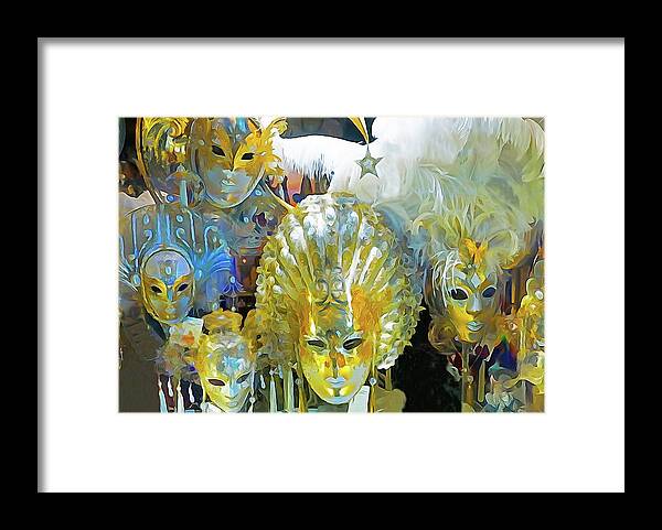 Italy Framed Print featuring the digital art Venice Carnival Masks by Dennis Cox