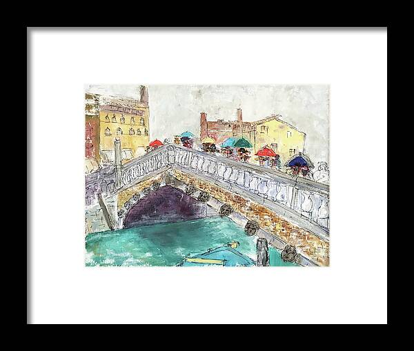 Venice Framed Print featuring the painting Venice in the Rain by Barbara Anna Knauf