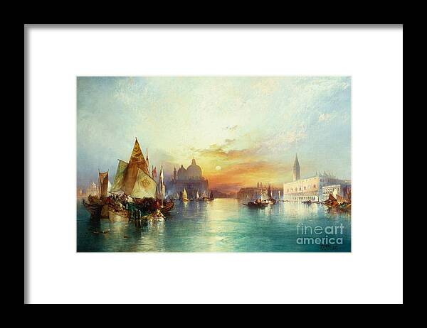 Venetian Scene Framed Print featuring the painting Venice, 1897 by Thomas Moran