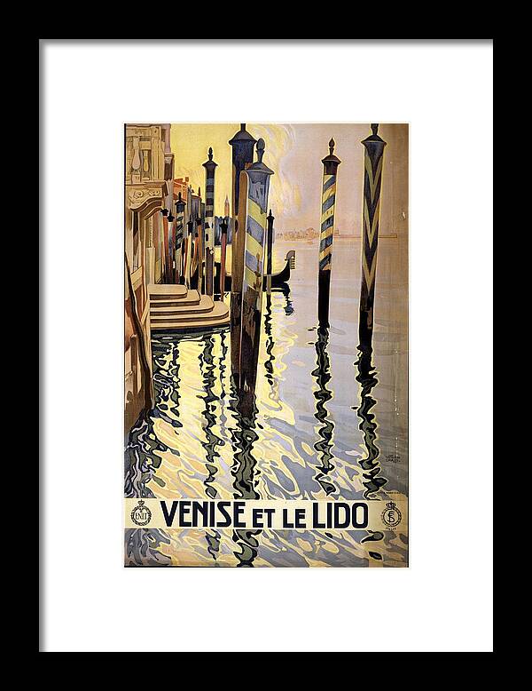 Venise Framed Print featuring the mixed media Venise Et Le Lido - Venice, Italy - Retro travel Poster - Vintage Poster by Studio Grafiikka