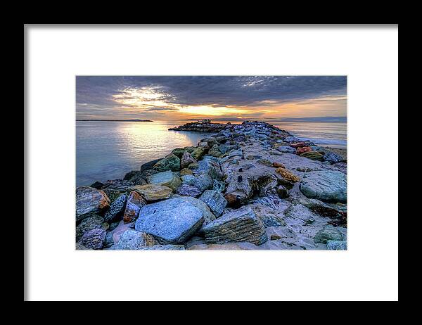 Sunset Framed Print featuring the photograph Ventura Marina Jetty by Wendell Ward
