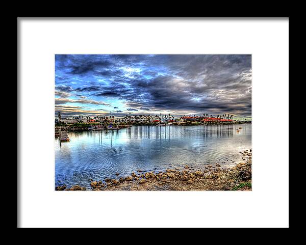 Water Ocean Marina Harbor Clouds Boats Framed Print featuring the photograph Ventura Marina two by Wendell Ward