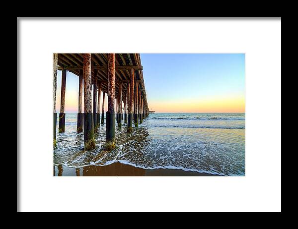 Pier Framed Print featuring the photograph Ventura Pier Blue and Gold 3 by Wendell Ward